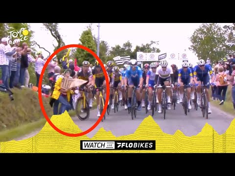 Idiot Spectator Causes Entire Peloton To Crash At Tour De France