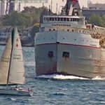 Great Lakes Freighter Vs Sailboat On St. Clair River